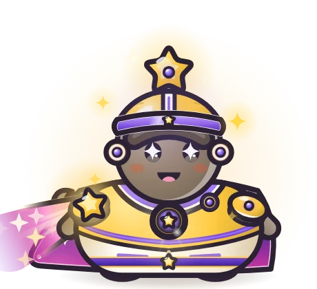 A Stone pet wearing the Nova Champion set: Nova Star Helm, Star Core Armour and Comet Cape.