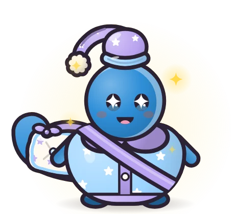 A Tide pet wearing the Pyjama Party set: Sleepy Cap, Cosy Onesie and Pillow Pack.