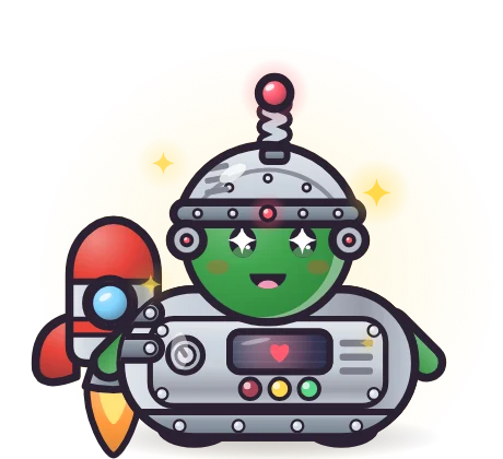 A Leaf pet wearing the Robot set: Antenna Dome, Metal Chest and Rocket Pack.