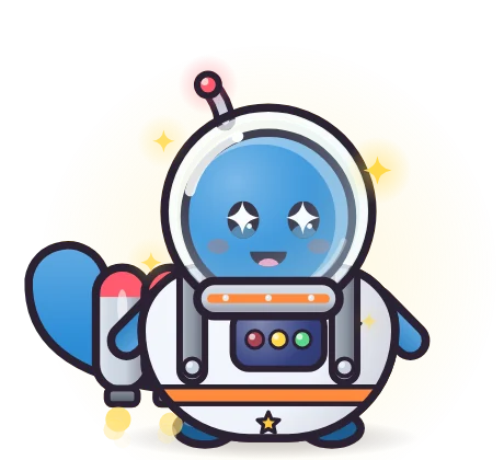 A Tide pet wearing the Space Explorer set: Bubble Helmet, Star Suit and Little Jetpack.